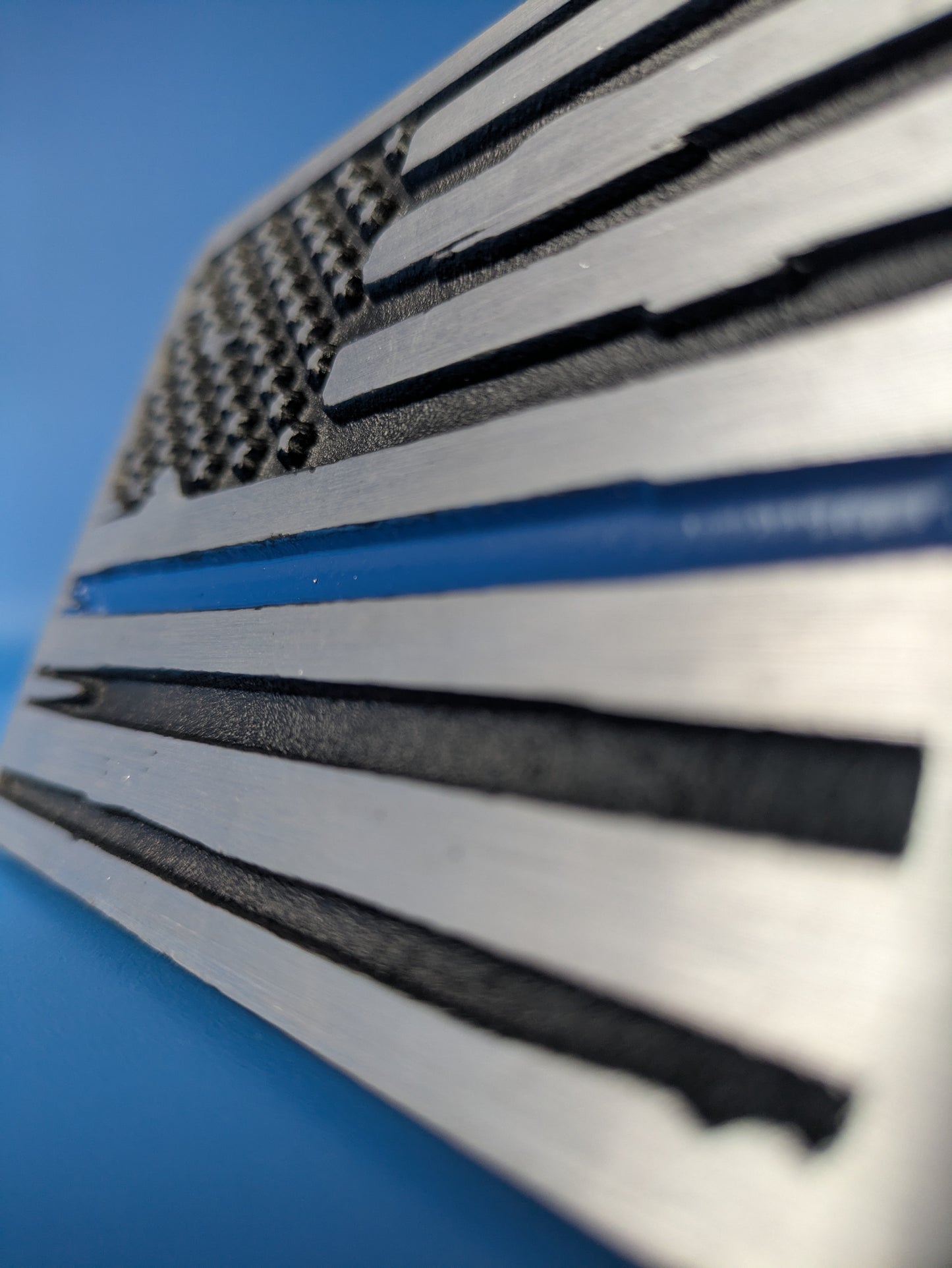 Hitch Cover - Blue Line Flag - Solid CNC Aluminum