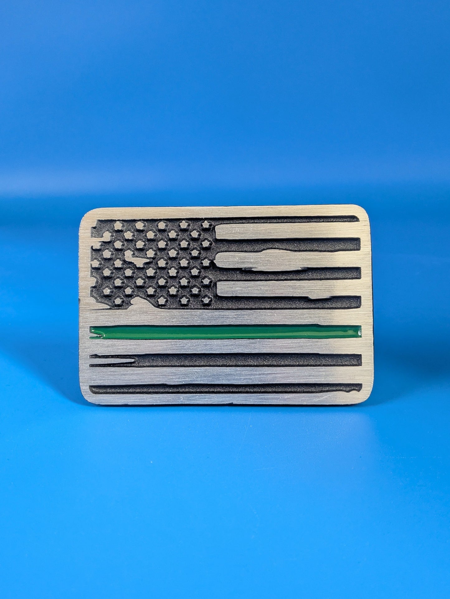 Hitch Cover - Green Line Flag - Solid CNC Aluminum