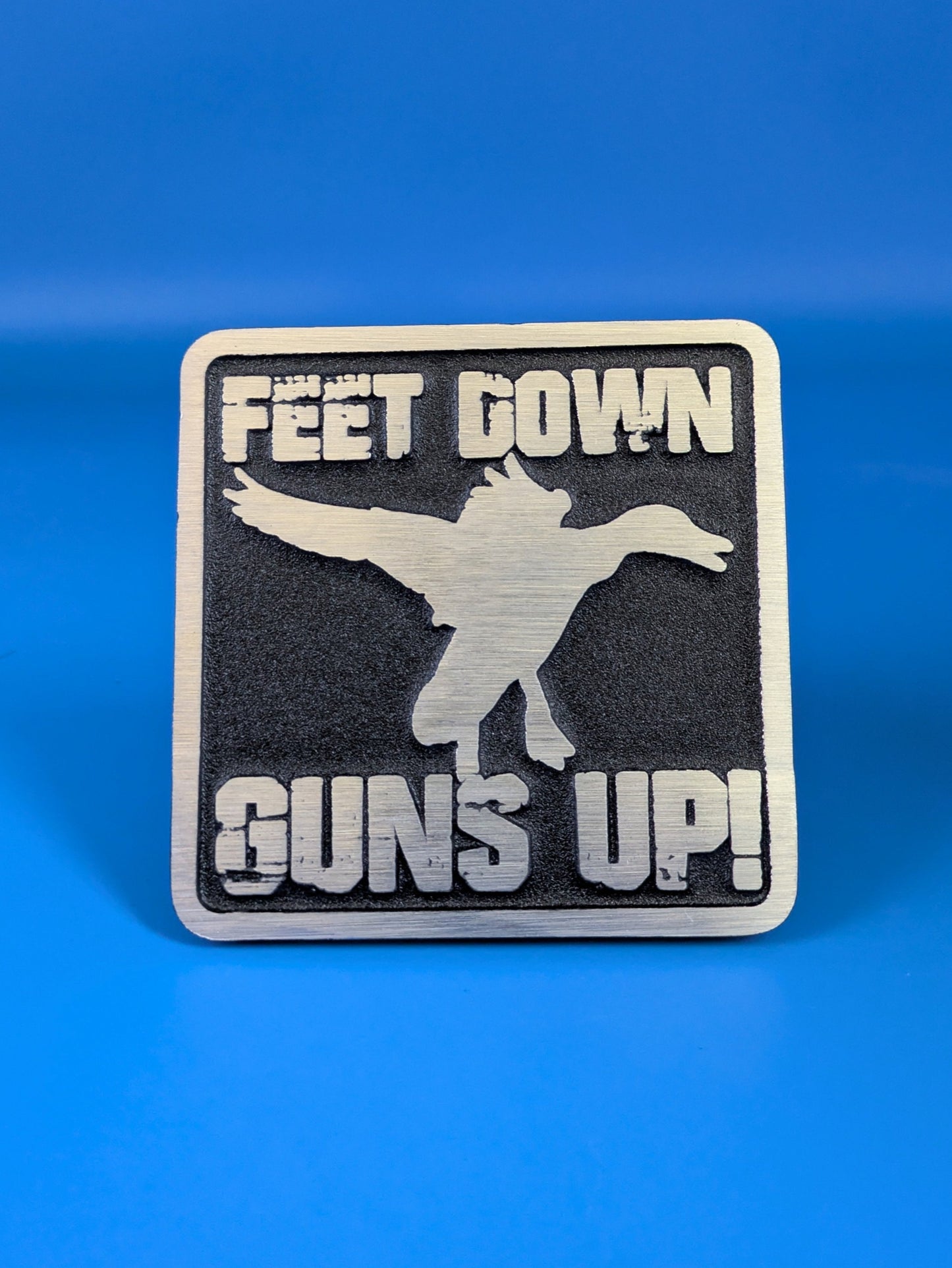 Hitch Cover - Feet Down Guns Up! - Solid CNC Aluminum