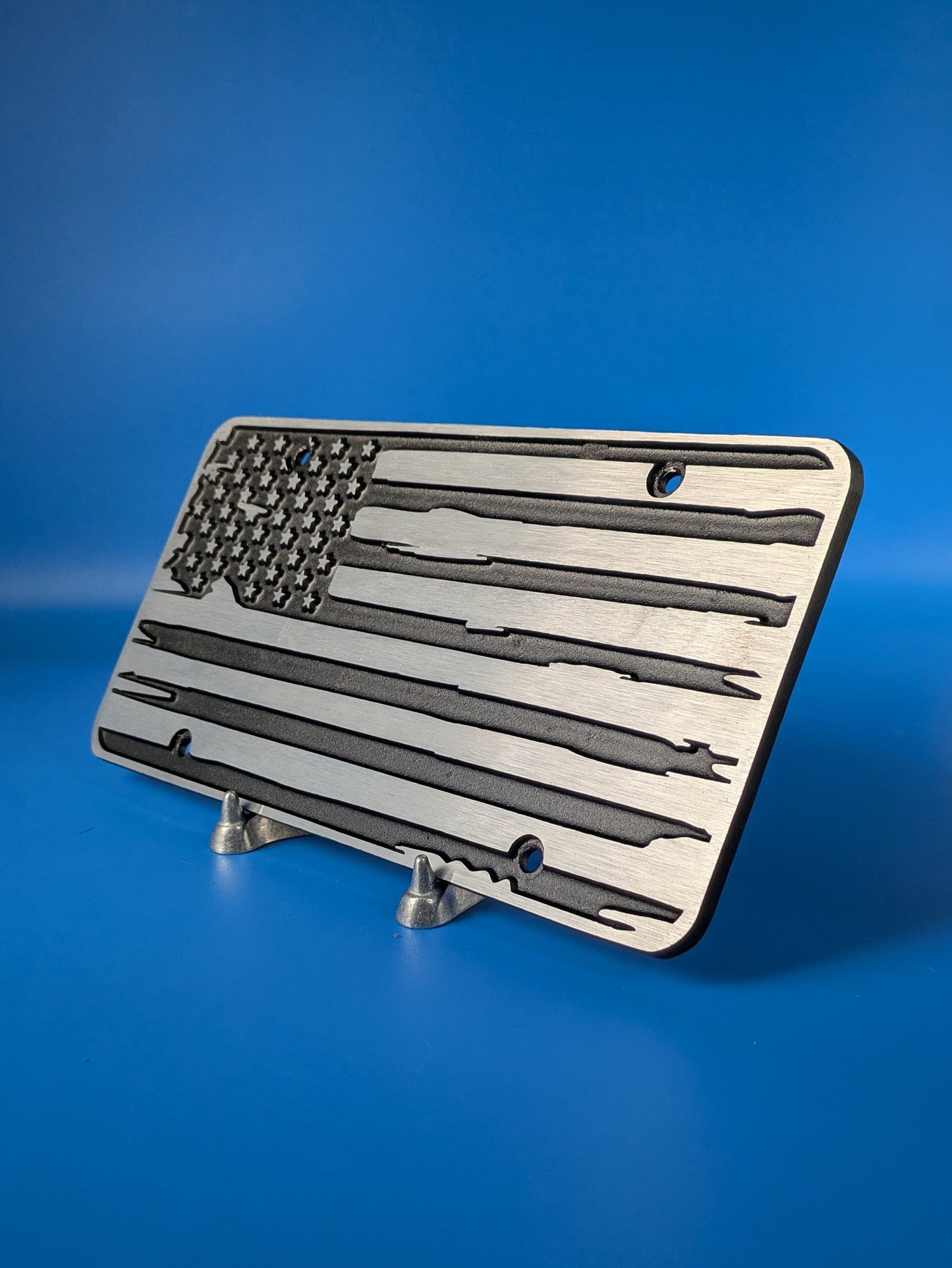 License Plate - Blank Line Flag - Solid CNC Aluminum