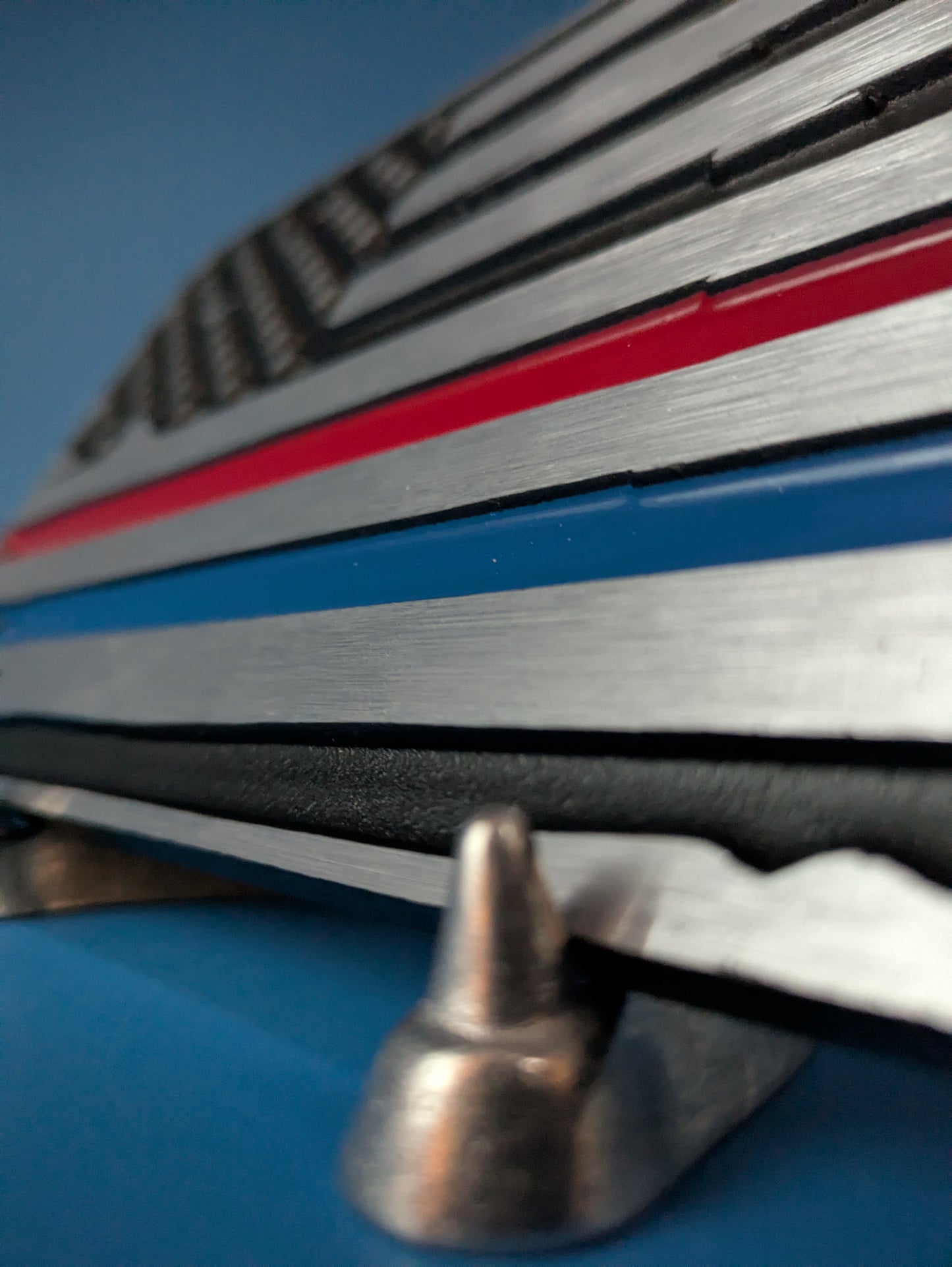 License Plate - Red & Blue Line Flag - Solid CNC Aluminum