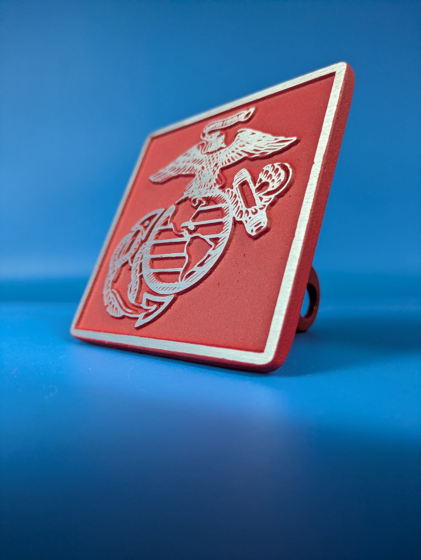 Hitch Cover - Red USMC - Solid CNC Aluminum