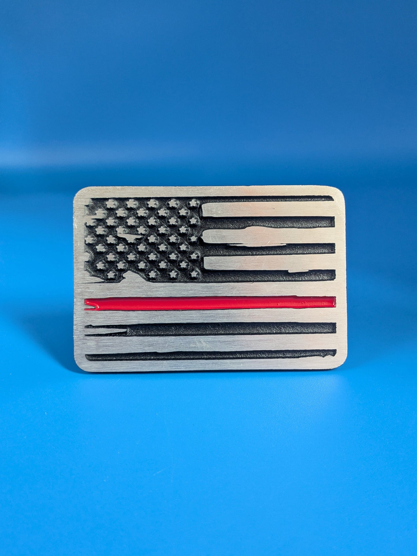 Hitch Cover - Red Line Flag - Solid CNC Aluminum