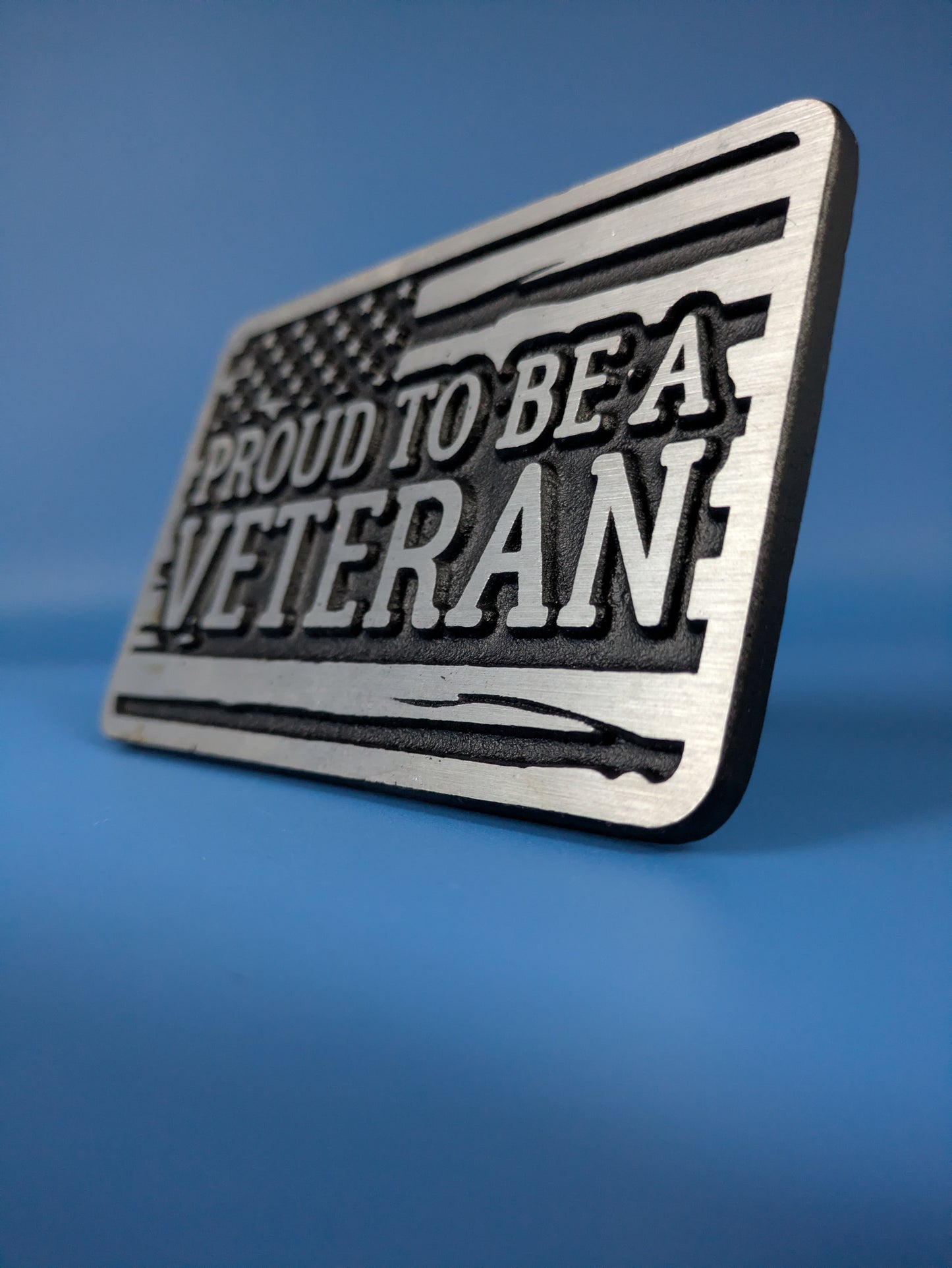Hitch Cover - Proud to be a Veteran - Solid CNC Aluminum